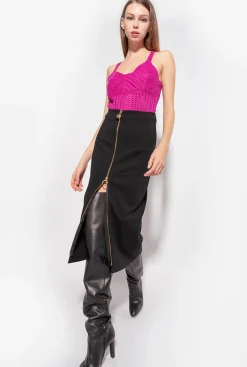 Jupes|PINKO Jupe Mi-Longue Zippee Noir Limousine
