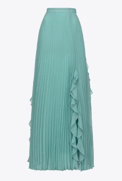 Jupes|PINKO Jupe Plissee En Mousseline Bleu Nil