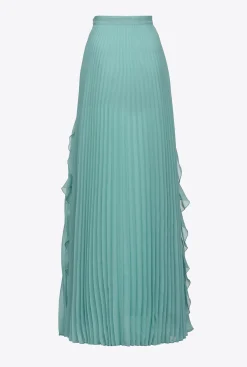 Jupes|PINKO Jupe Plissee En Mousseline Bleu Nil