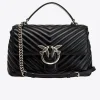 Sacs À Main|PINKO Lady Love Bag Puff Chevron Noir-Vieil Argent