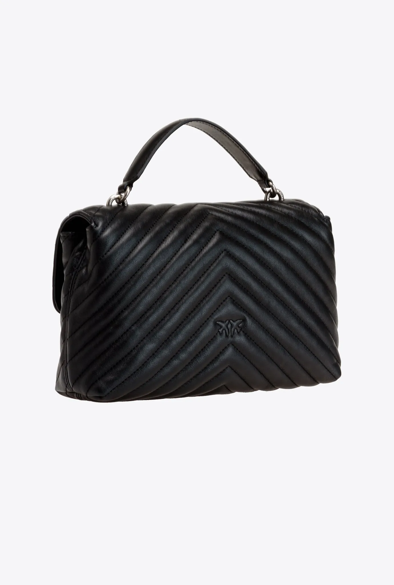Sacs À Main|PINKO Lady Love Bag Puff Chevron Noir-Vieil Argent