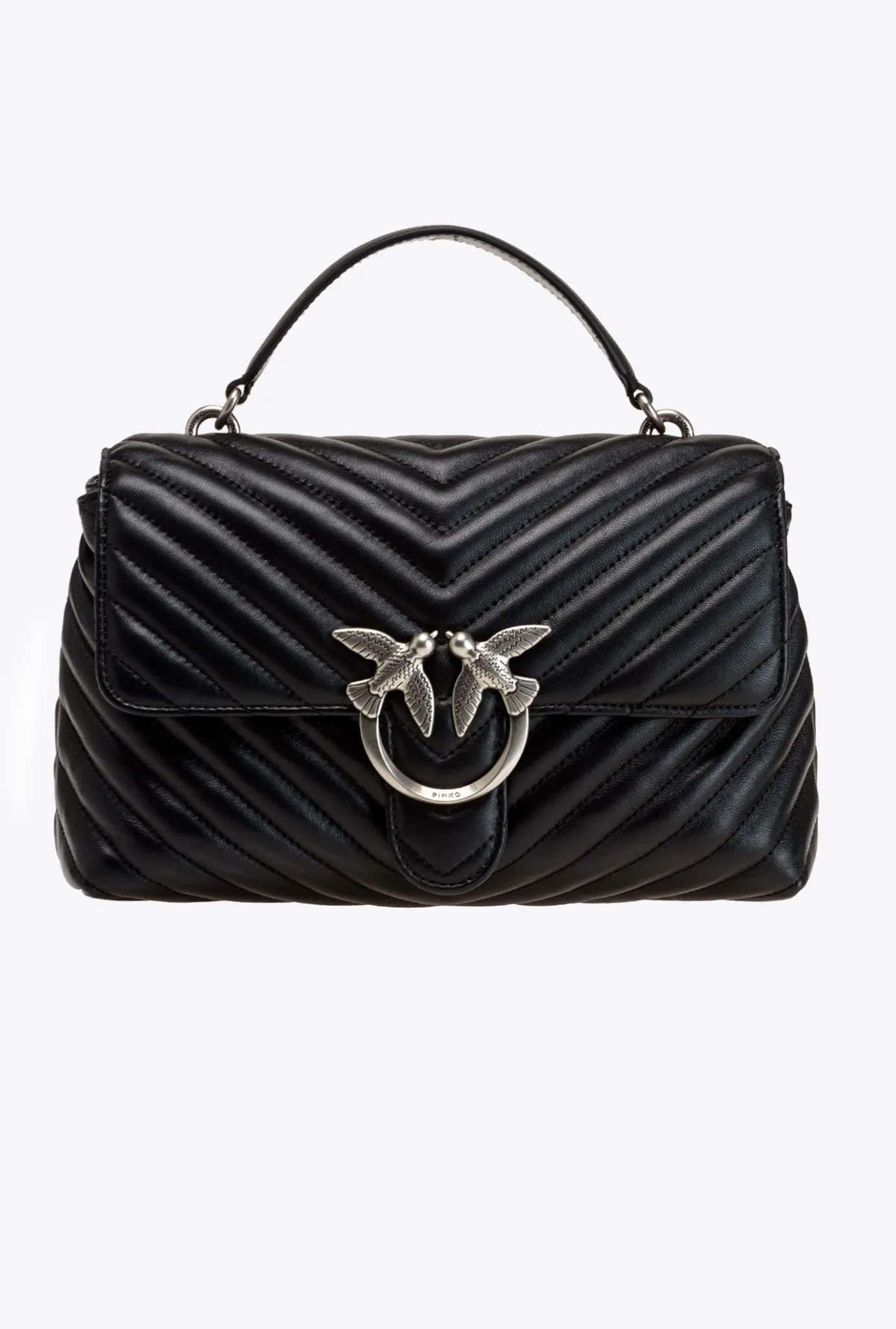 Sacs À Main|PINKO Lady Love Bag Puff Chevron Noir-Vieil Argent