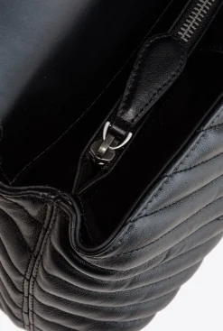 Sacs À Main|PINKO Lady Love Bag Puff Chevron Noir-Vieil Argent