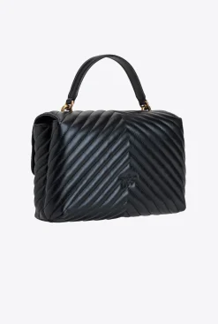 Sacs À Main|PINKO Lady Love Bag Puff Chevron Noir-Vieil Or