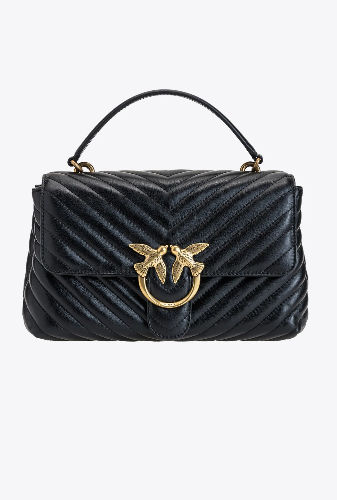 Sacs À Main|PINKO Lady Love Bag Puff Chevron Noir-Vieil Or