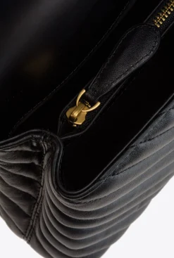 Sacs À Main|PINKO Lady Love Bag Puff Chevron Noir-Vieil Or