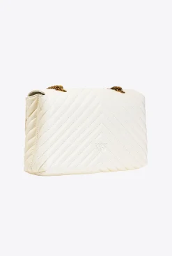Sacs Portés Épaule|PINKO Lady Love Bag Puff V Quilt Blanc+Blanc-Or Antique