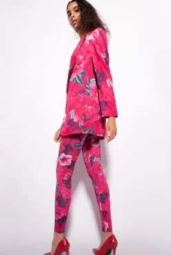 Tailleurs Et Ensembles|PINKO Legging A Imprime Hibiscus Multi.Fuchsia/Rose