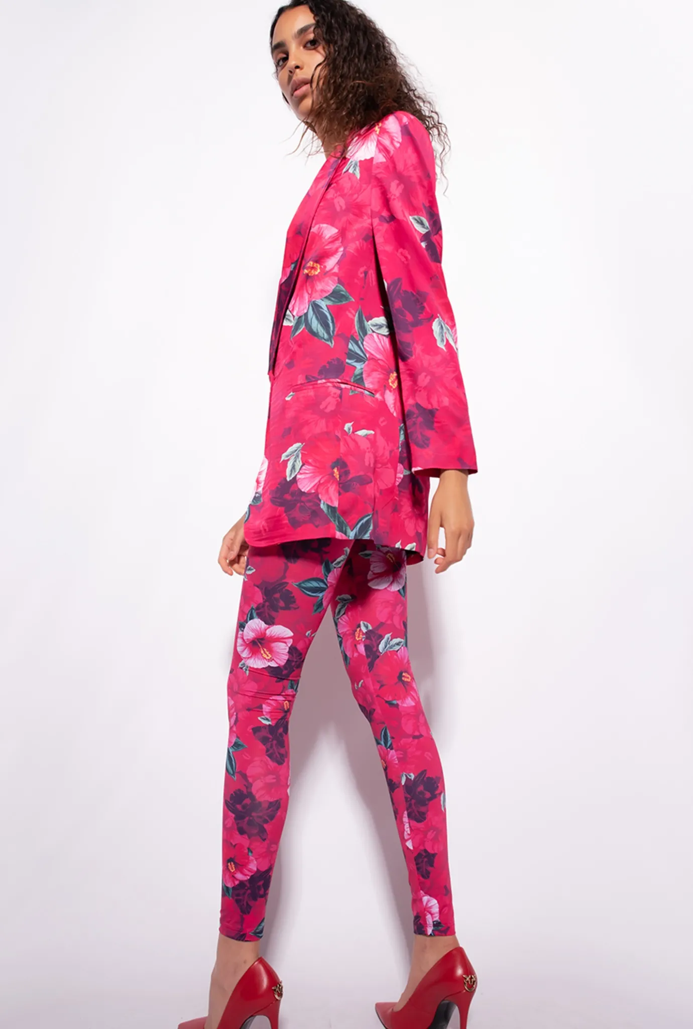Tailleurs Et Ensembles|PINKO Legging A Imprime Hibiscus Multi.Fuchsia/Rose