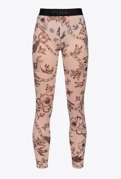 Pantalons|PINKO Leggings A Imprime Tatouage Chair/Noir