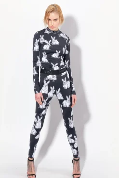 Tailleurs Et Ensembles|PINKO Leggings A Lapins Noir/Gris/Blanc