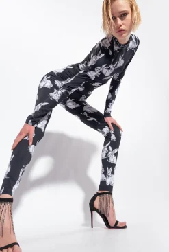 Tailleurs Et Ensembles|PINKO Leggings A Lapins Noir/Gris/Blanc