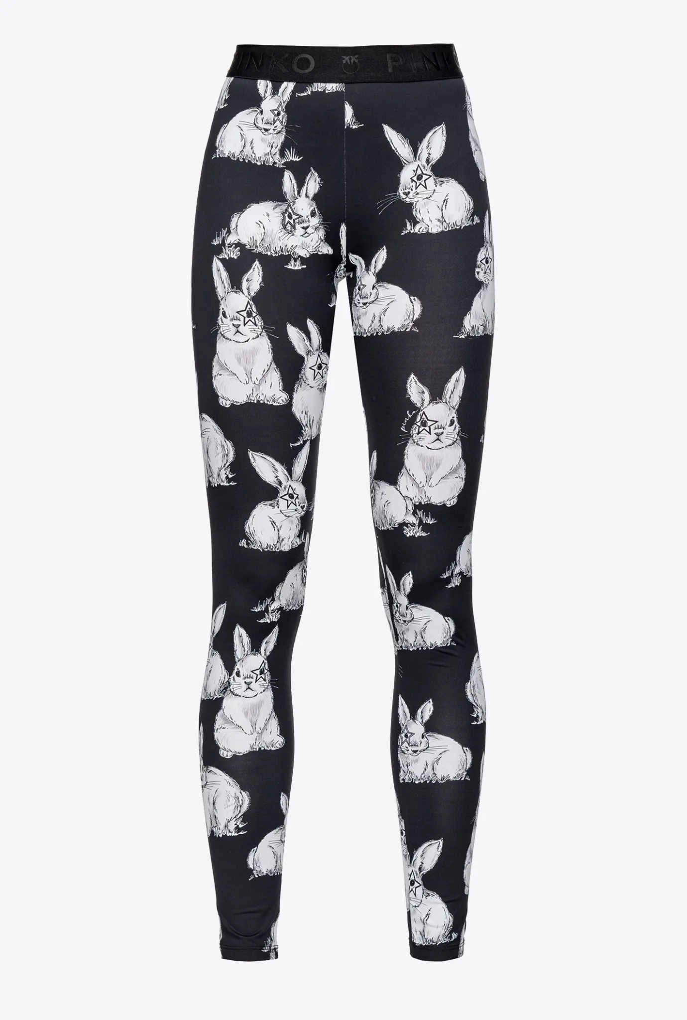 Tailleurs Et Ensembles|PINKO Leggings A Lapins Noir/Gris/Blanc