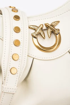 Sacs À Bandoulière|PINKO Love Bag Bon Bon Crossbody En Cuir Blanc+Blanc-Or Antique