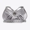 Sacs À Bandoulière|PINKO Love Bag Bon Bon Crossbody Lame Argent-Vieil Argent