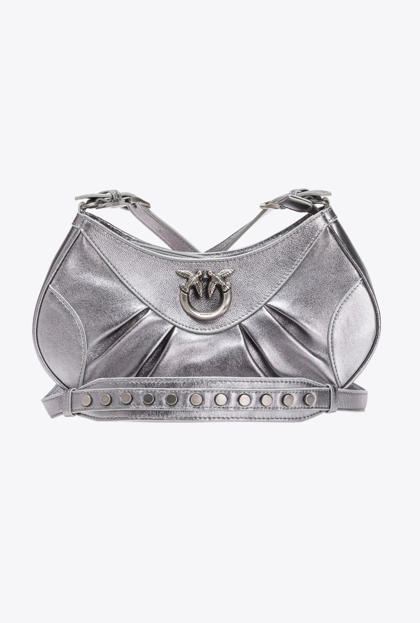 Sacs À Bandoulière|PINKO Love Bag Bon Bon Crossbody Lame Argent-Vieil Argent
