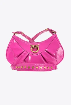 Sacs À Bandoulière|PINKO Love Bag Bon Bon Crossbody En Cuir Verni Rose Pinko-Or Antique
