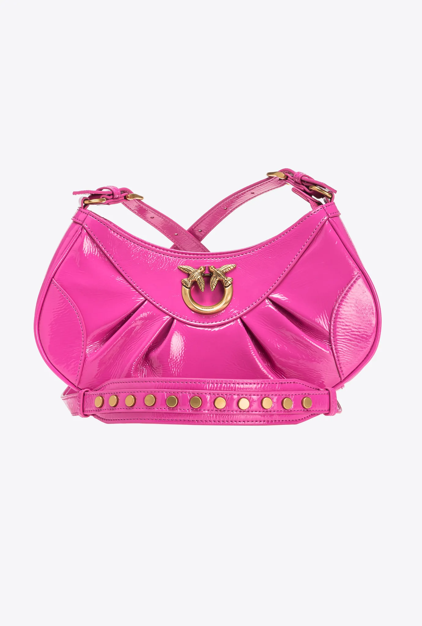 Sacs À Bandoulière|PINKO Love Bag Bon Bon Crossbody En Cuir Verni Rose Pinko-Or Antique