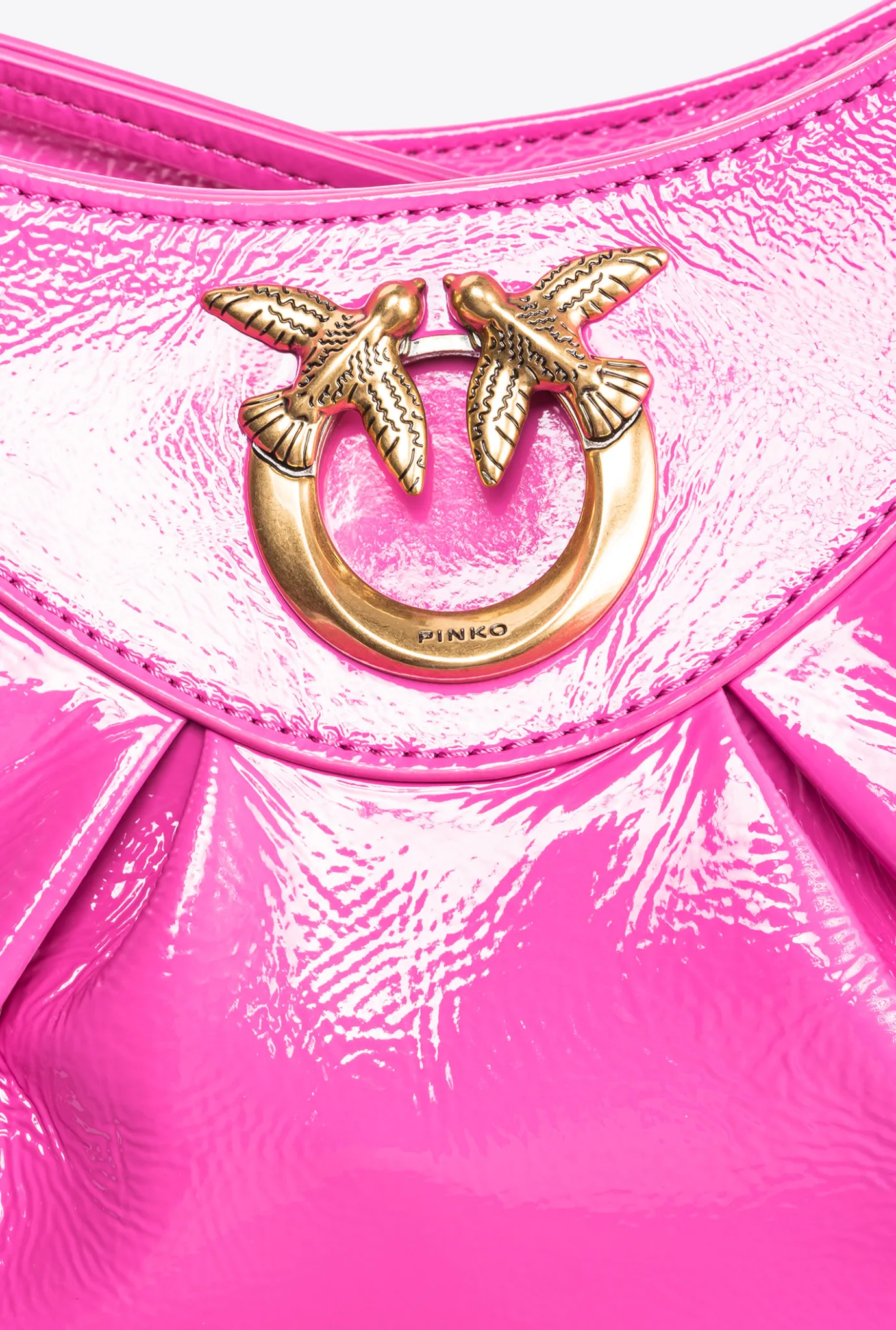 Sacs À Bandoulière|PINKO Love Bag Bon Bon Crossbody En Cuir Verni Rose Pinko-Or Antique