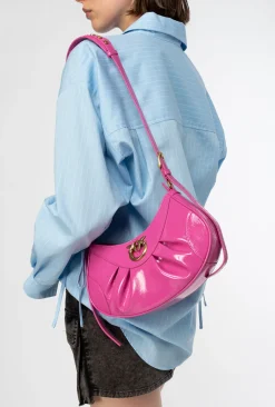 Sacs À Bandoulière|PINKO Love Bag Bon Bon Crossbody En Cuir Verni Rose Pinko-Or Antique