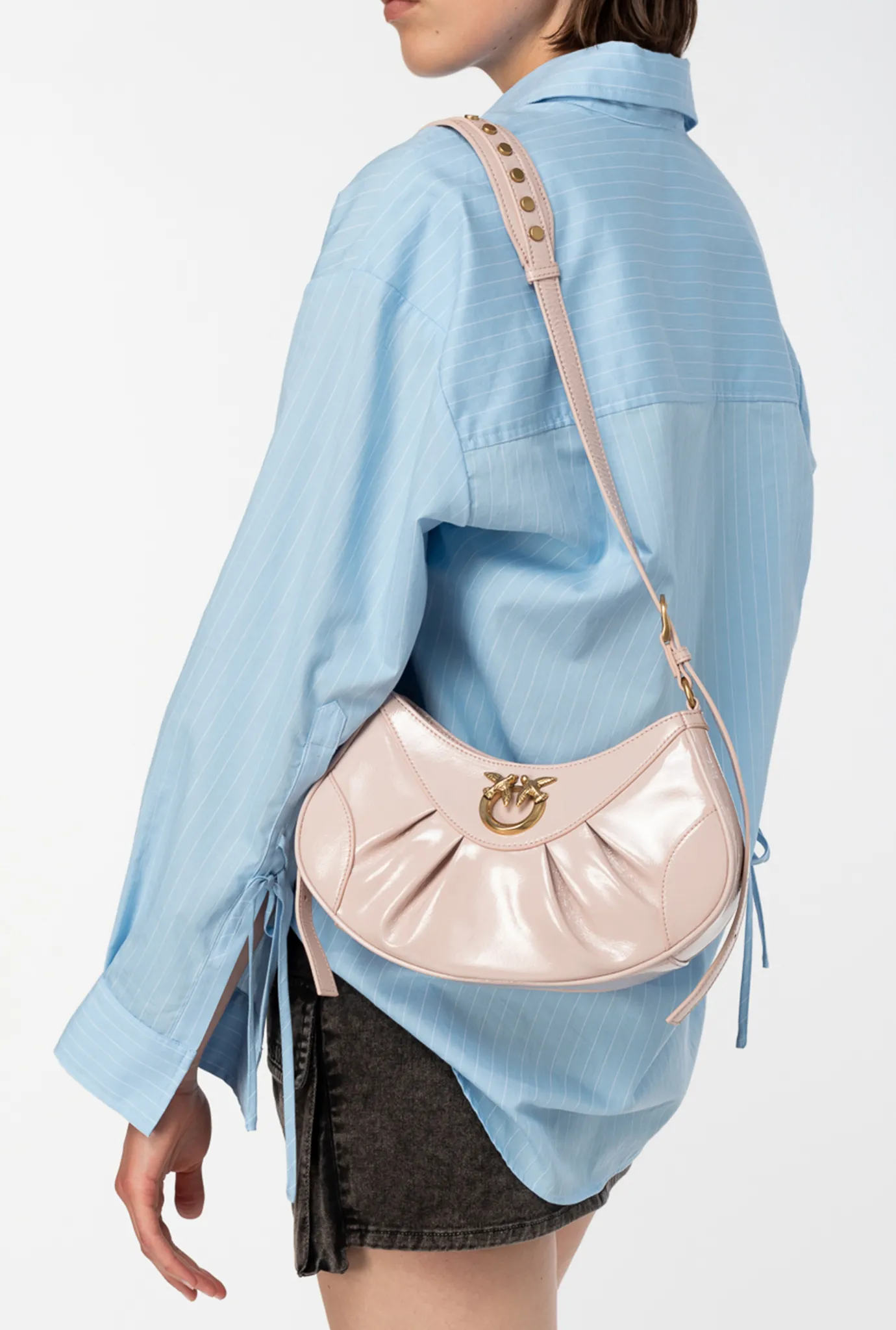 Sacs À Bandoulière|PINKO Love Bag Bon Bon Crossbody En Cuir Verni Iris-Or Antique