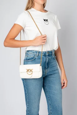 Sacs À Bandoulière|PINKO Love Bag Pocket Simply Blanc+Blanc-Or Antique
