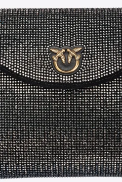Sacs De Soirée|PINKO Love Bag Soft Envelope Full Strass Noir-Vieil Or