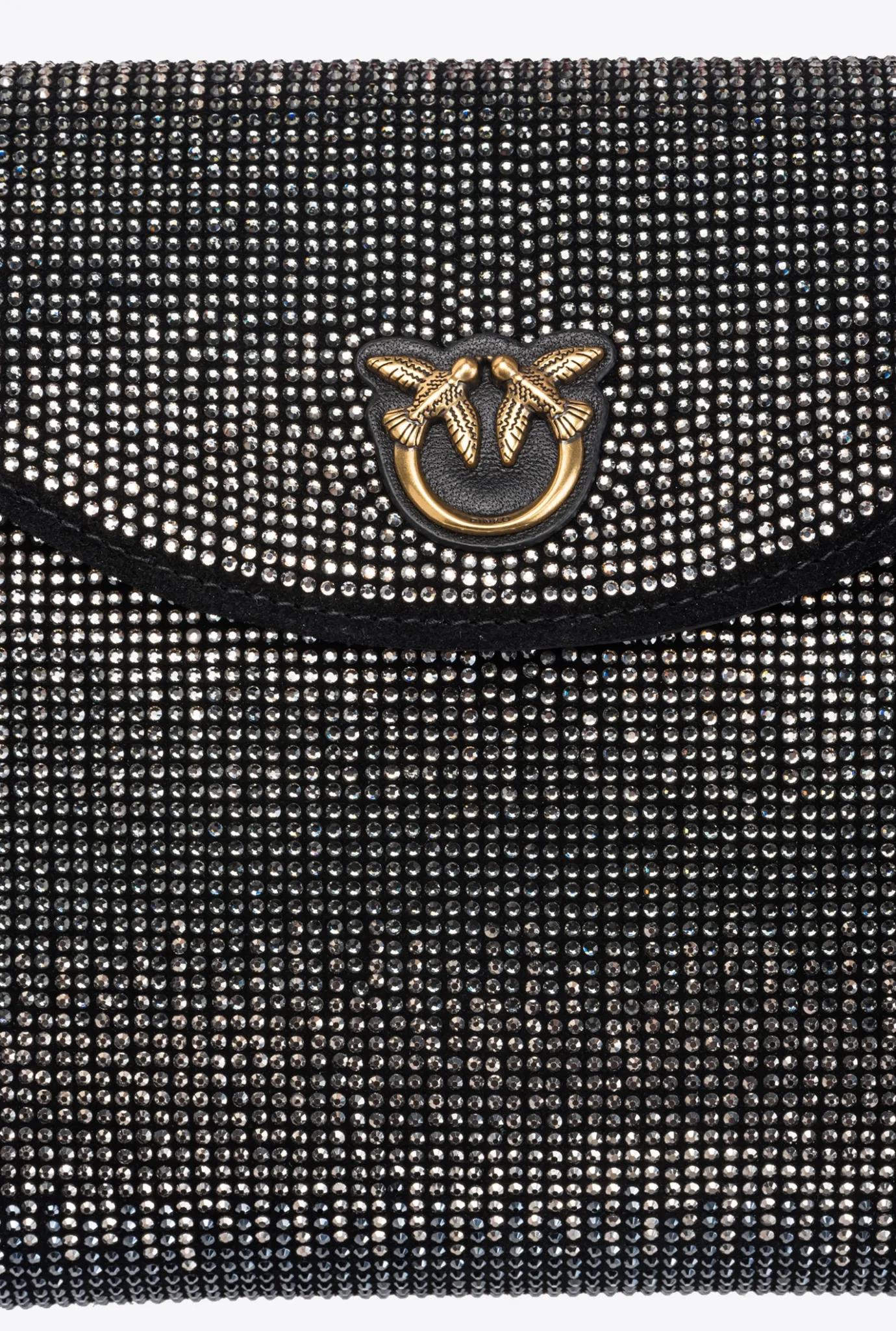 Sacs De Soirée|PINKO Love Bag Soft Envelope Full Strass Noir-Vieil Or