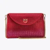 Sacs De Soirée|PINKO Love Bag Soft Envelope Full Strass Rouge Grenat-Or Antique