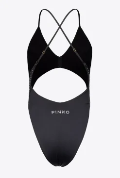 Maillots De Bain|PINKO Maillot De Bain Une Piece A Strass Noir/Cristal