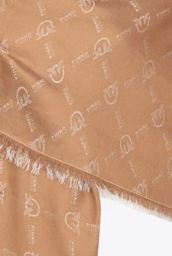 Écharpes|PINKO Maxi Echarpe Monogram Beige/Ecru