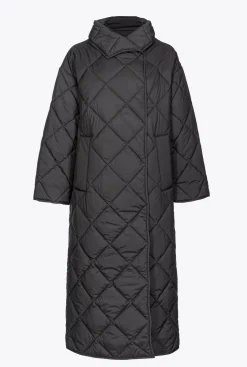 Vêtements D'extérieur|PINKO Maxi Manteau Matelasse A Broderie Noir Limousine