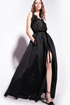 Jupes|PINKO Maxi-Jupe En Taffetas Noir Limousine