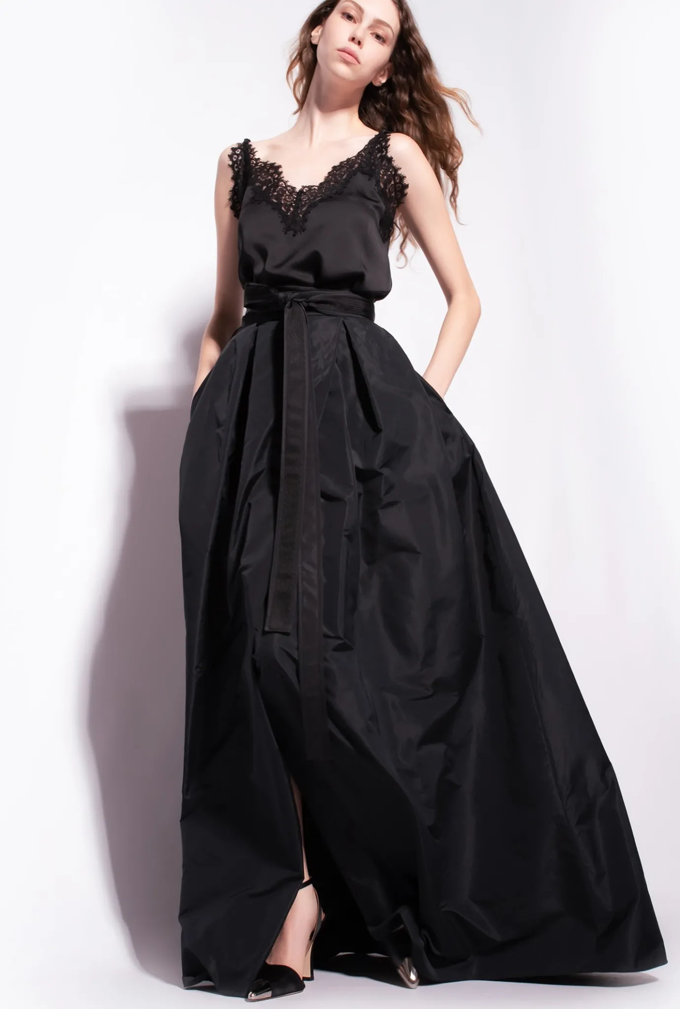 Jupes|PINKO Maxi-Jupe En Taffetas Noir Limousine