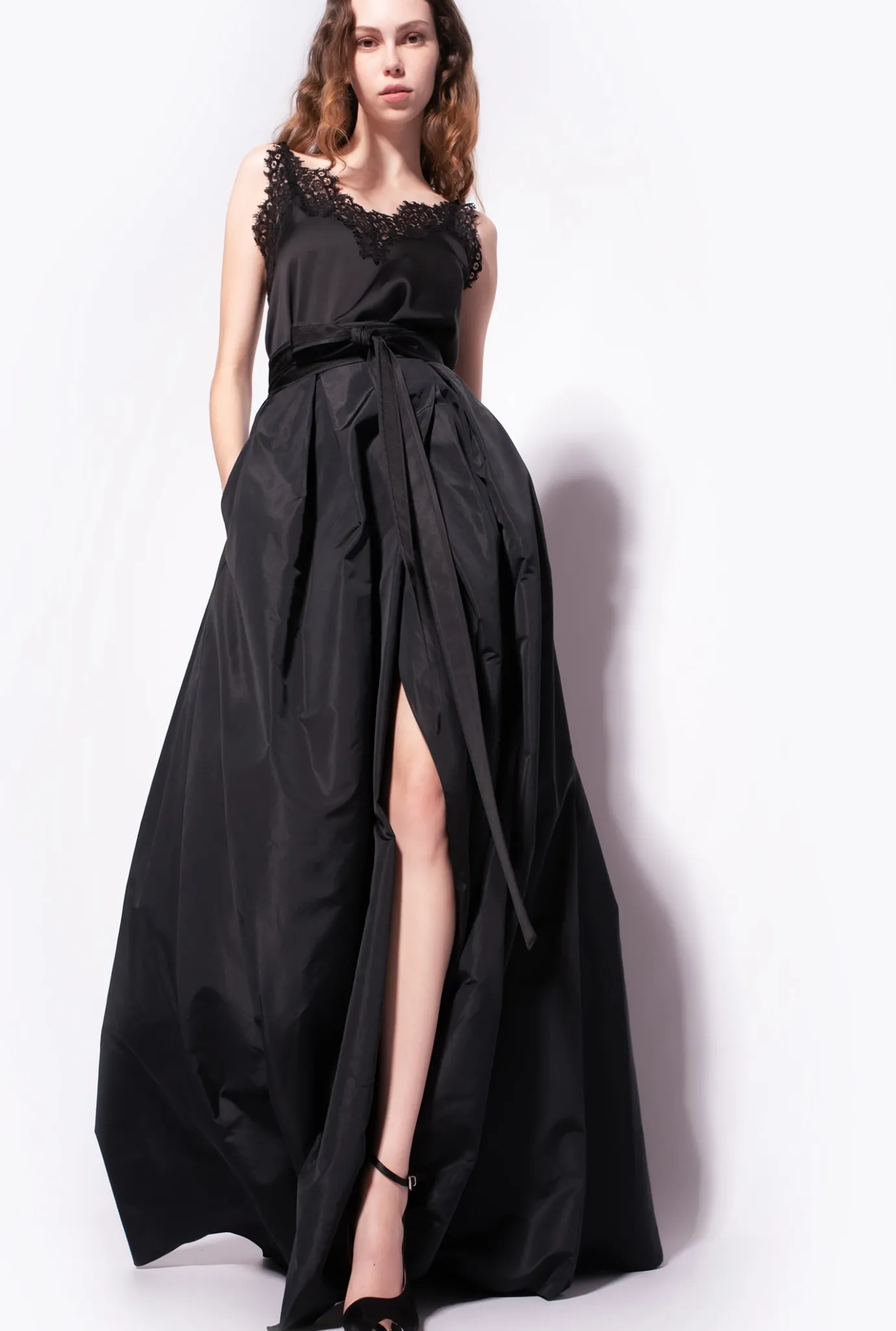 Jupes|PINKO Maxi-Jupe En Taffetas Noir Limousine