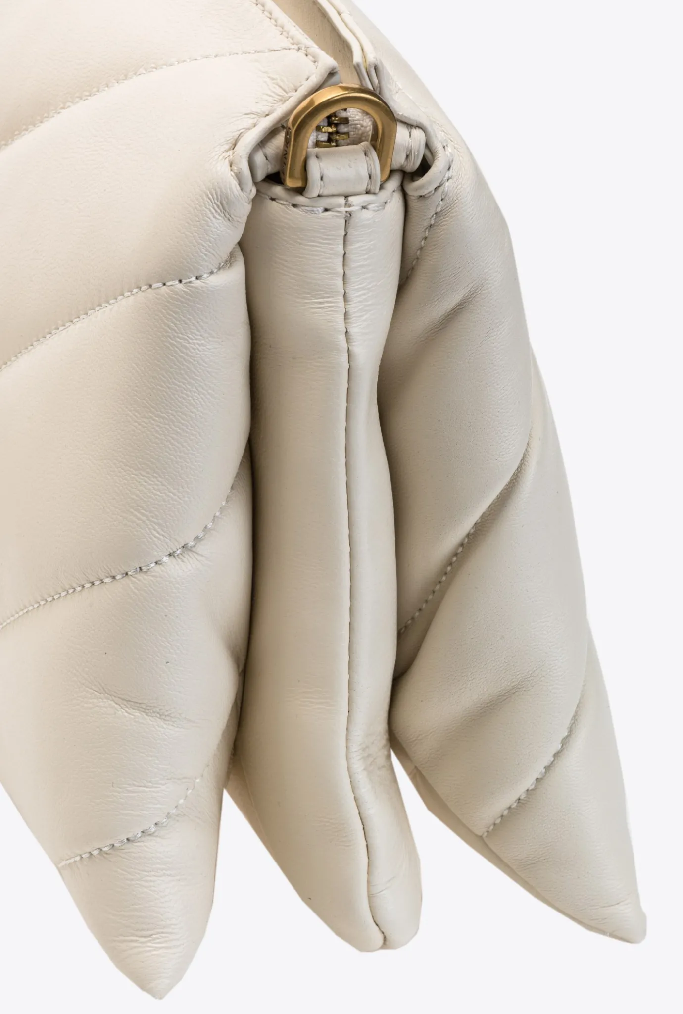 Sacs À Bandoulière|PINKO Medium Twins Bag Maxi Quilt Blanc+Blanc-Or Antique