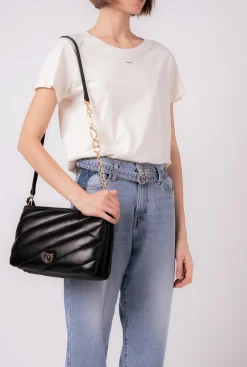 Sacs À Bandoulière|PINKO Medium Twins Bag Maxi Quilt Noir-Vieil Or
