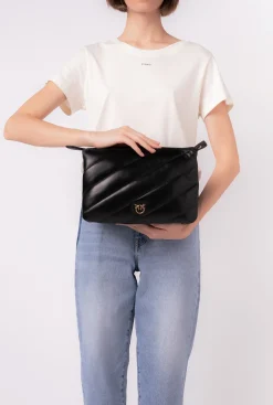 Sacs À Bandoulière|PINKO Medium Twins Bag Maxi Quilt Noir-Vieil Or