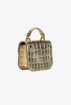 Sacs À Main|PINKO Micro Love Bag Bell Croco Or-Or Antique
