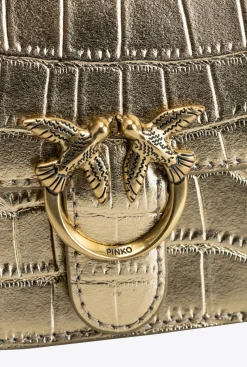 Sacs À Main|PINKO Micro Love Bag Bell Croco Or-Or Antique