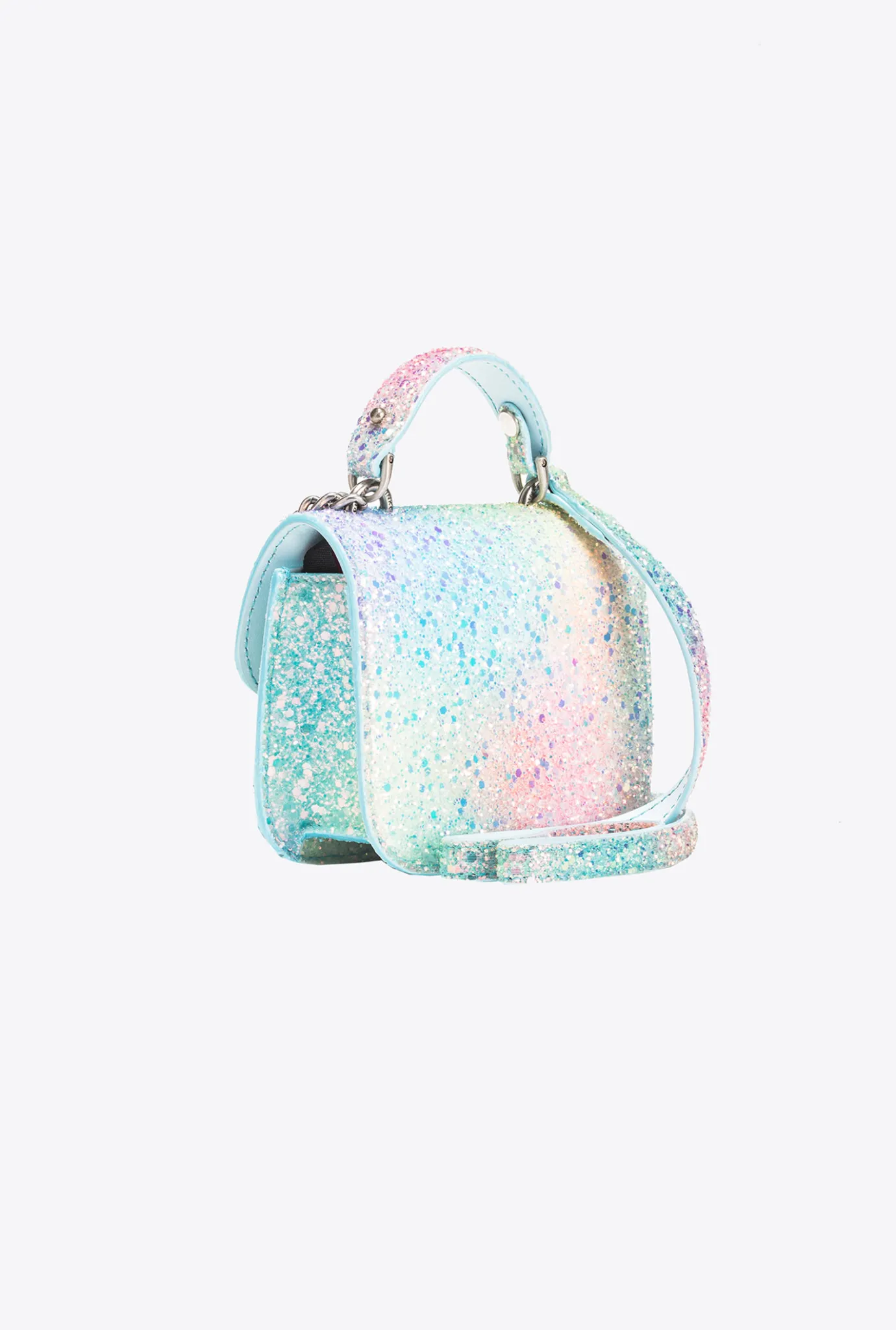 Sacs De Soirée|PINKO Micro Love Bag Bell Paillete Galleria Vert Multicolore-Vieil Argent