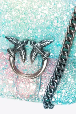 Sacs De Soirée|PINKO Micro Love Bag Bell Paillete Galleria Vert Multicolore-Vieil Argent