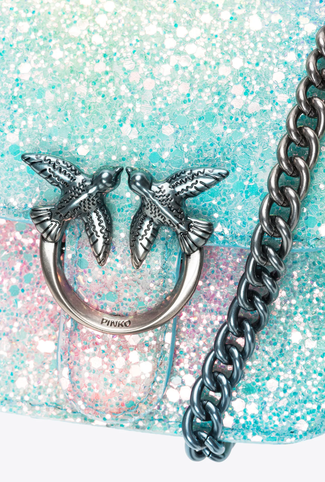 Sacs De Soirée|PINKO Micro Love Bag Bell Paillete Galleria Vert Multicolore-Vieil Argent