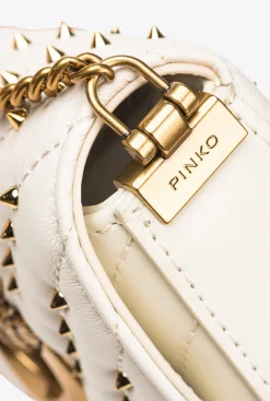 Sacs De Soirée|PINKO Micro Love Bag Click Chevron Studs Blanc+Blanc-Or Antique