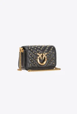 Micro Love Bag|PINKO Micro Love Bag Click Chevron Studs Noir-Vieil Or