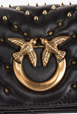 Micro Love Bag|PINKO Micro Love Bag Click Chevron Studs Noir-Vieil Or