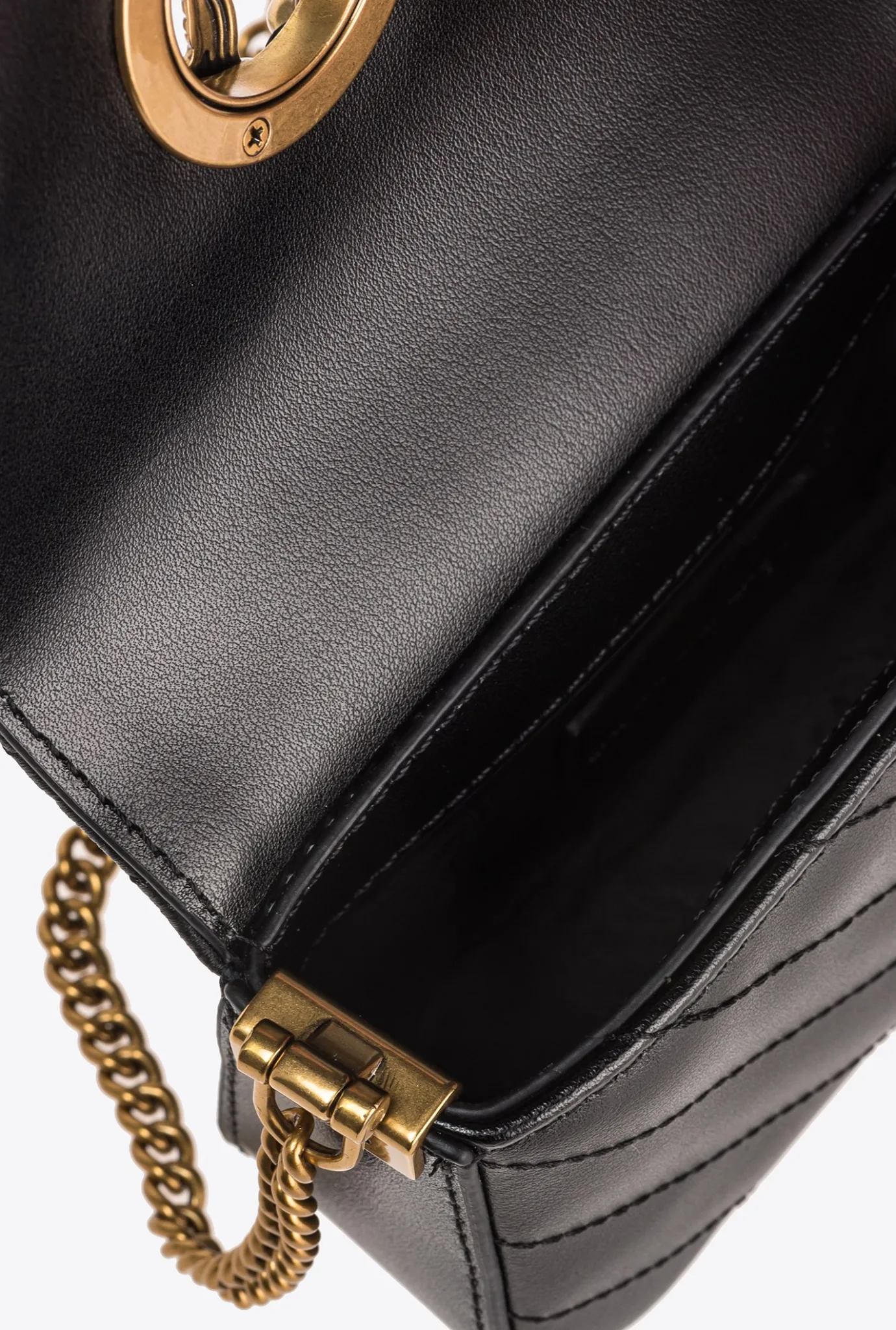 Micro Love Bag|PINKO Micro Love Bag Click Chevron Studs Noir-Vieil Or
