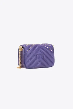 Micro Love Bag|PINKO Micro Love Bag Click Chevron Studs Violet Frangipanier-Or Antique