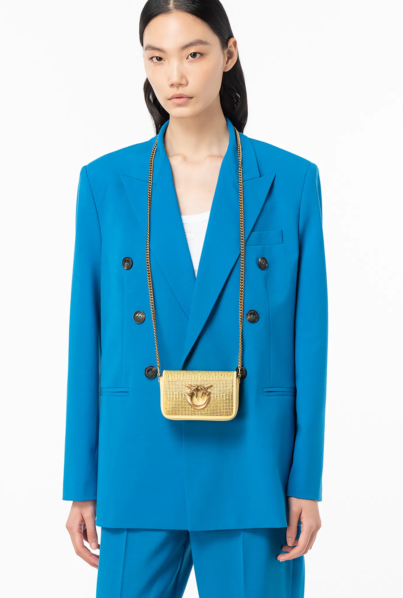 Sacs De Soirée|PINKO Micro Love Bag Click Full Strass Jaune Aqueux-Or Antique