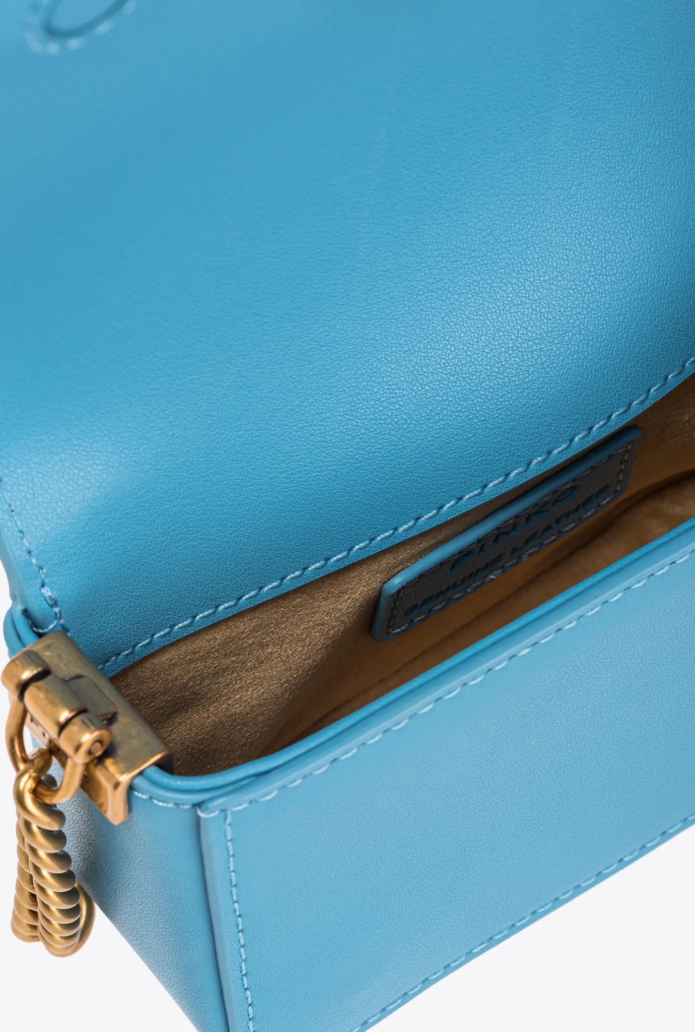 Micro Love Bag|PINKO Micro Love Bag Click Simply Bleu Ciel-Or Antique